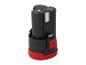 Zwarte accu met rode basis en knop