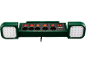 Stekkerdoos met 4 stopcontacten, 2 USB-poorten en 2 geïntegreerde LED-lampen, rode schakelaars.