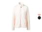 Dames fleecejack in wit met roze accenten en een volledige ritssluiting.