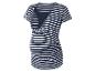 Gestreept zwangerschapsshirt met korte mouwen en overslaghalslijn voor borstvoeding.