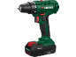 Groene accuboormachine met zwarte boorkop en 2.0Ah accupack.