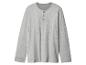 Grijs Henley-shirt met lange mouwen en drie knopen.