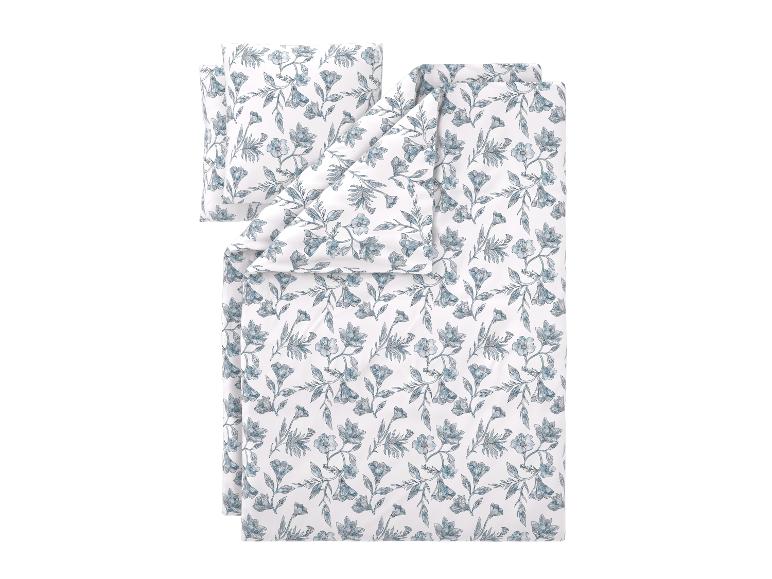 Dekbedovertrekset met blauw-wit bloemenpatroon, inclusief dekbedovertrek en kussensloop.