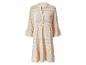 Beige damesjurk met etnische print en 3/4 mouwen