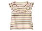 Baby shirt met strepen, ruffles, pastelkleuren.