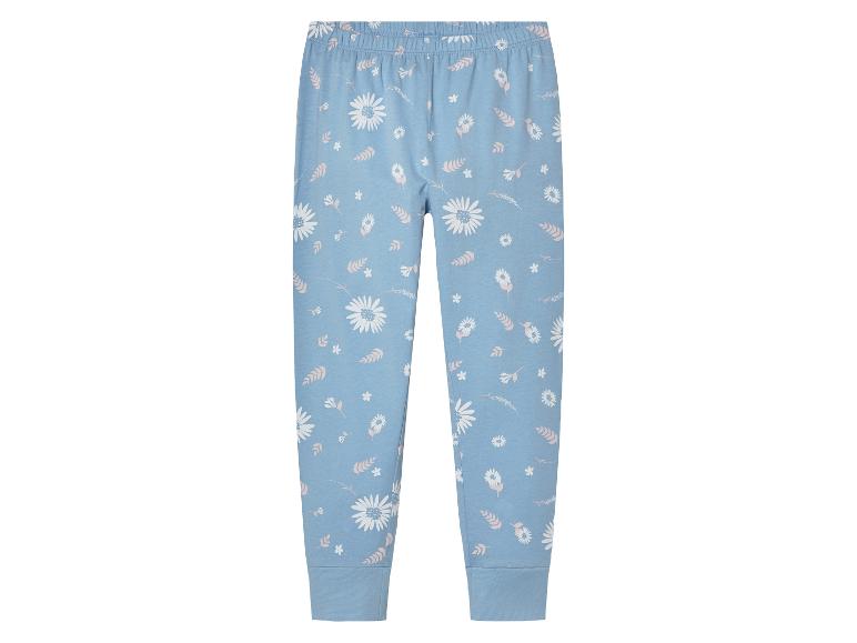 Lichtblauwe leggings met bloemenprint.