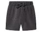 Donkergrijze jersey shorts met elastische tailleband en decoratief trekkoord.
