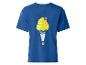 Blauw T-shirt met een ijshoorntje print met geel ijs en een kers.