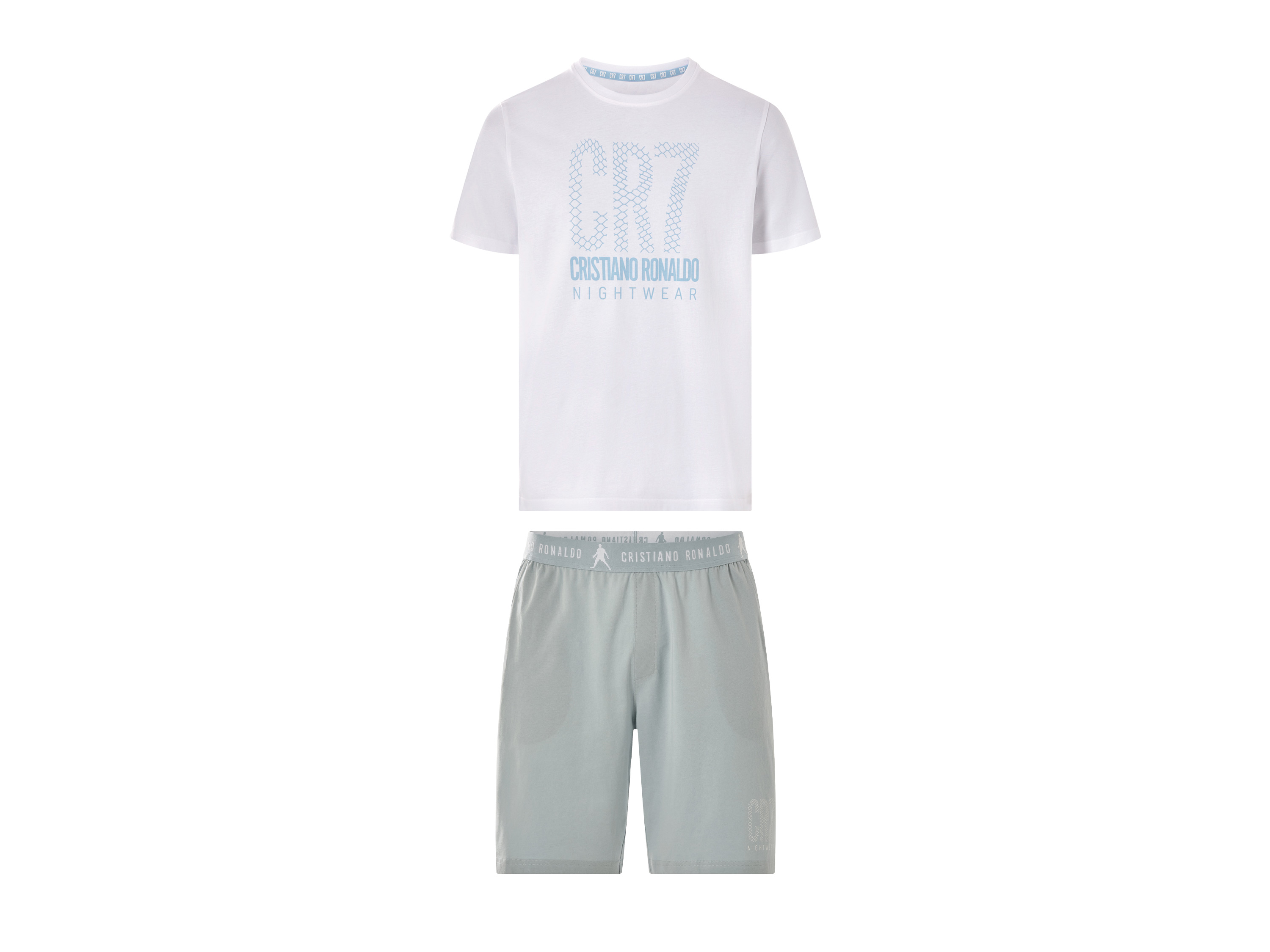 CR7 Cristiano Ronaldo heren shorty pyjama, 2-dlg. (Wit, M)
