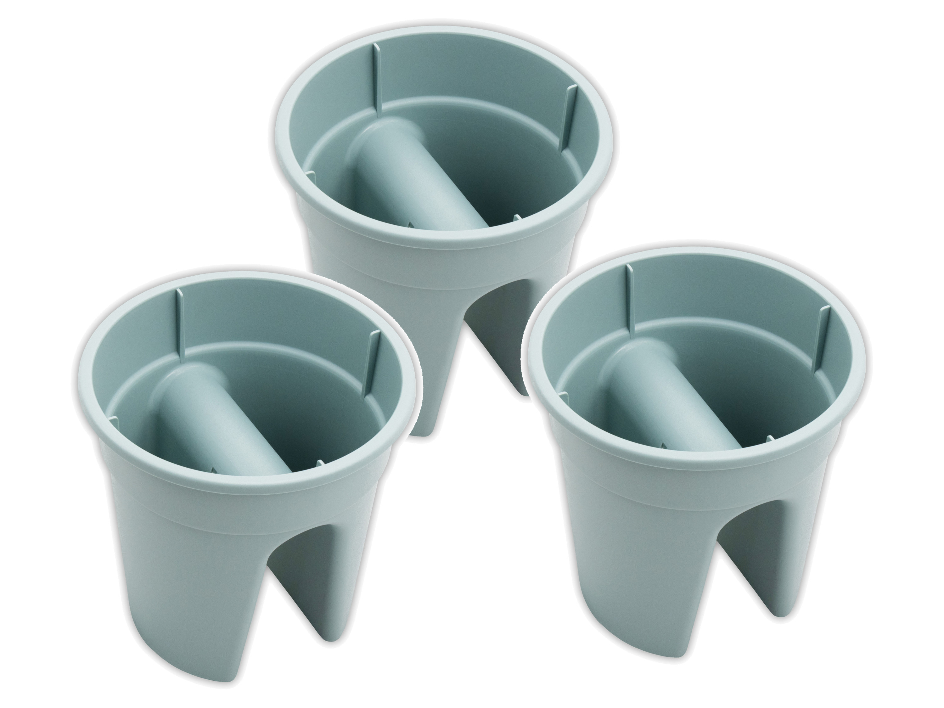 KHW Set van 3 balkon bloempotten Flowerclip (pastel mintgroen)