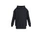 Zwarte hoodie op een witte achtergrond.