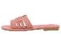 Roze dames platte sandalen met in elkaar grijpende bandjes.