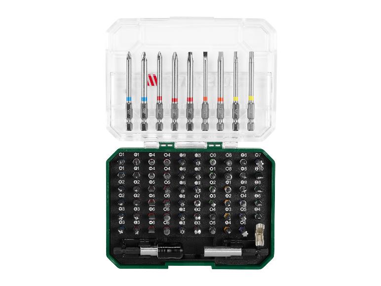 Een set schroevendraaiers met verschillende bitjes en een magnetische houder.