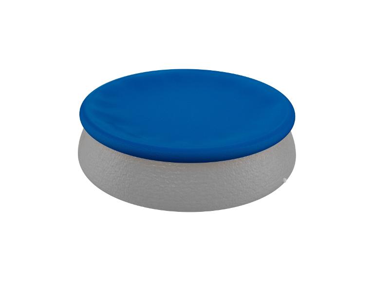 Ronde, blauw-grijze zwembad afdekking.