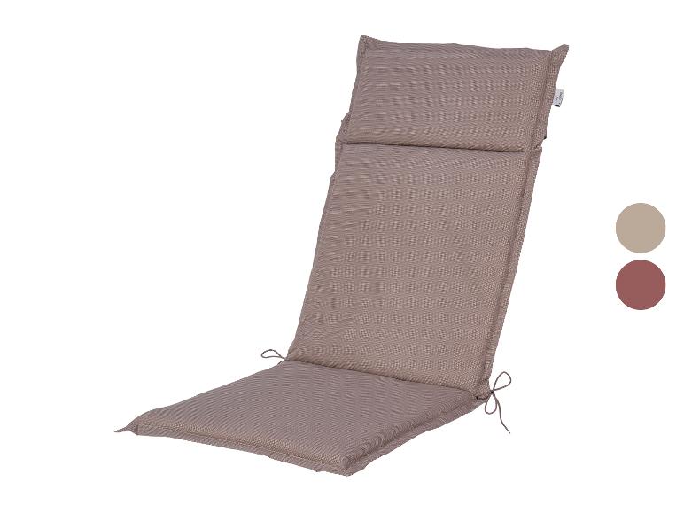Beige ligbedkussen met strikjes, twee kleurstaaltjes rechts.