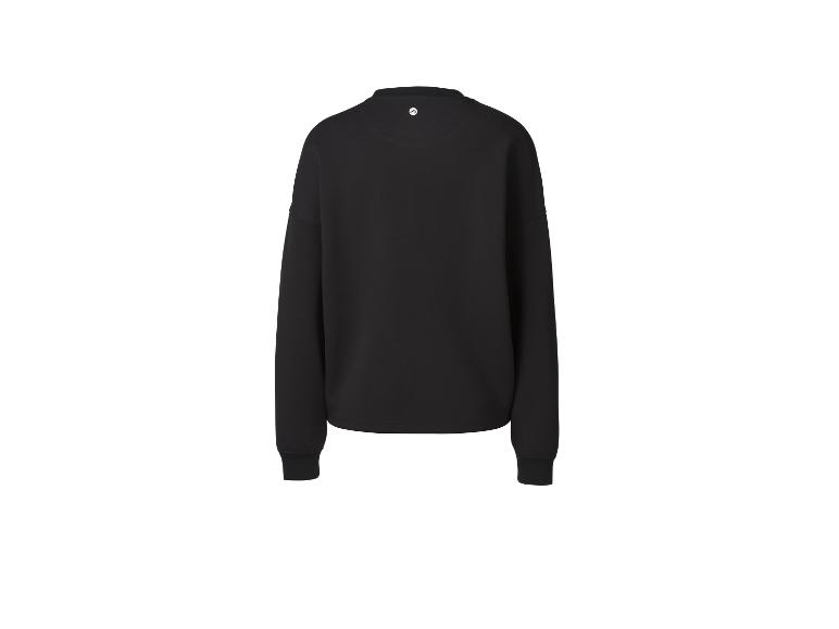 Zwart sweatshirt met lange mouwen en een klein wit logo op de achterkant van de kraag.