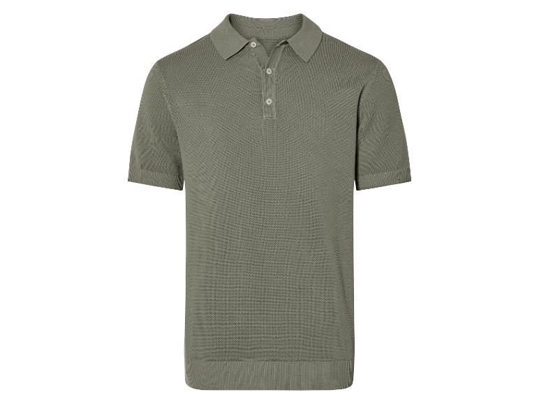 Olijfgroene gebreide polo.