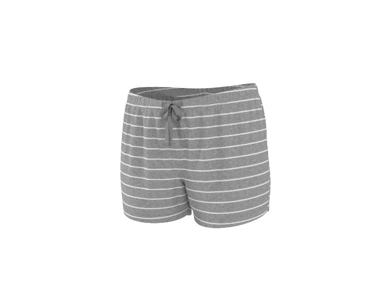 Grijze shorts met witte strepen en een strikceintuur.