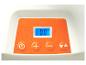 Digitaal display met een oranje bedieningspaneel, toont 0.0 PSI.