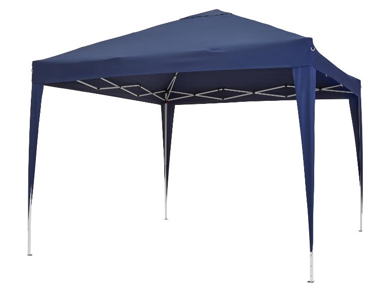 Blauwe opvouwbare tuinpaviljoen met metalen frame