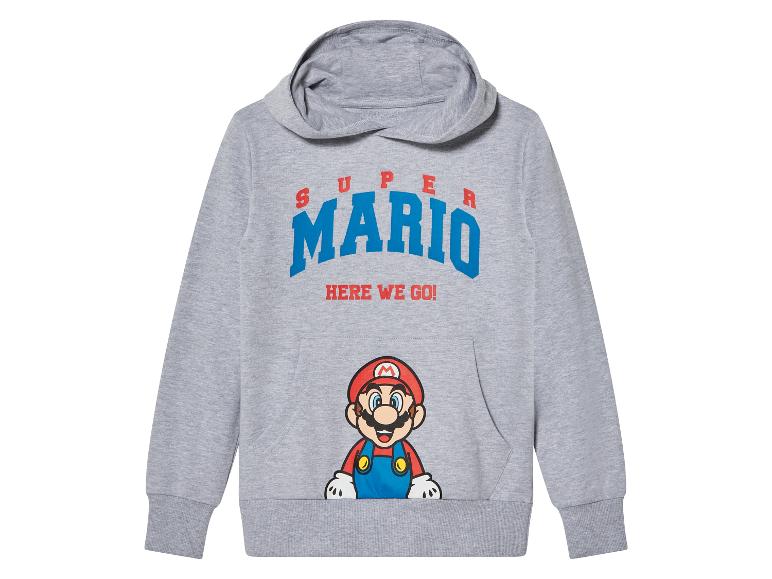 Grijze Super Mario hoodie.