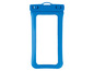 Een blauwe waterdichte hoes voor een telefoon.