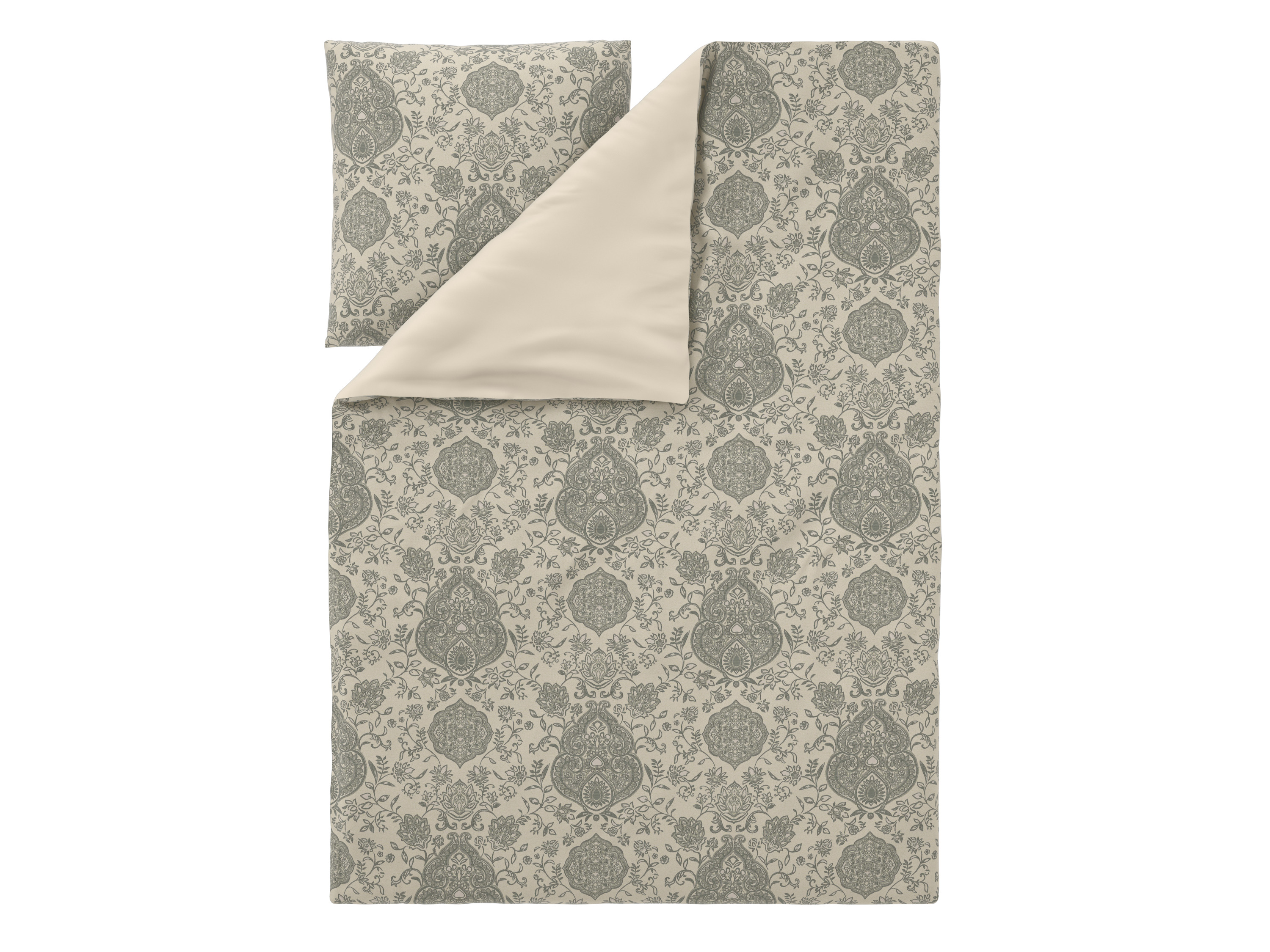 LIVARNO Satijnen dekbedovertrek 140 x 200 cm (crème/grijs) afbeelding