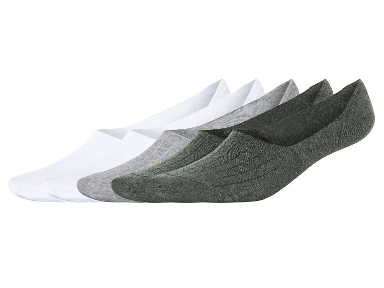Set onzichtbare sokken: wit, grijs en donkergroen.