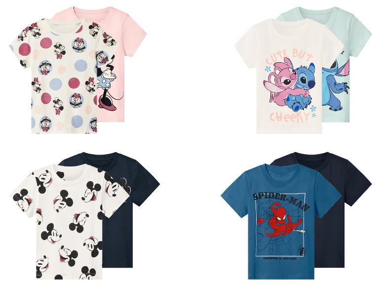 Set van vier kinder-T-shirts met korte mouwen, met Minnie Mouse, Stitch en Spider-Man prints.