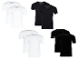 Twee pakketten MoXX t-shirts, wit en zwart, met V-hals en ronde hals.
