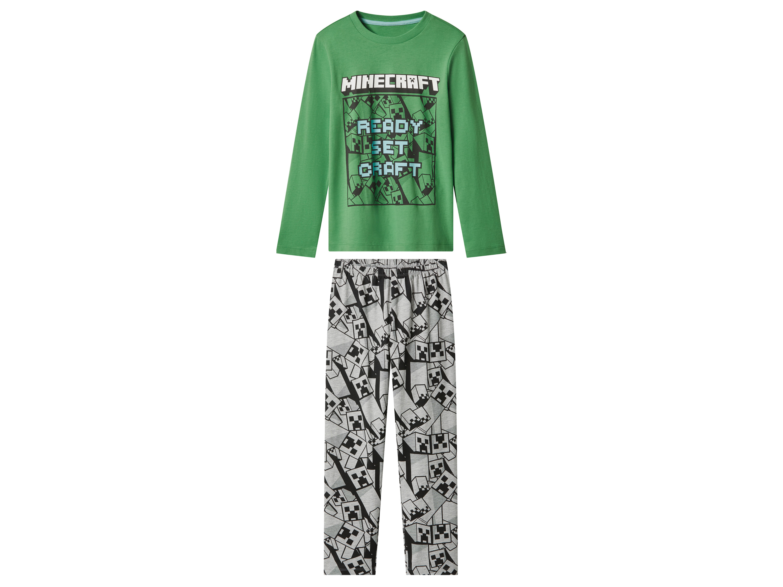Kinder pyjama (groen/grijs, 122/128)
