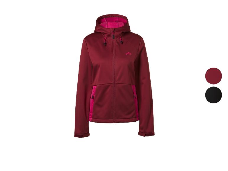 Dames bordeaux softshell jas met fuchsia roze details en een zwarte optie.