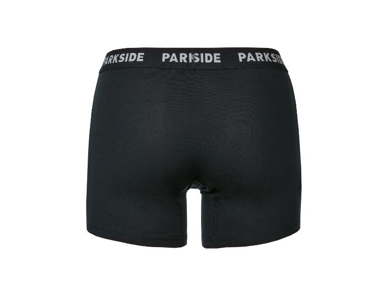 Zwarte Parkside herenboxershort met wit logo op de tailleband, achteraanzicht.