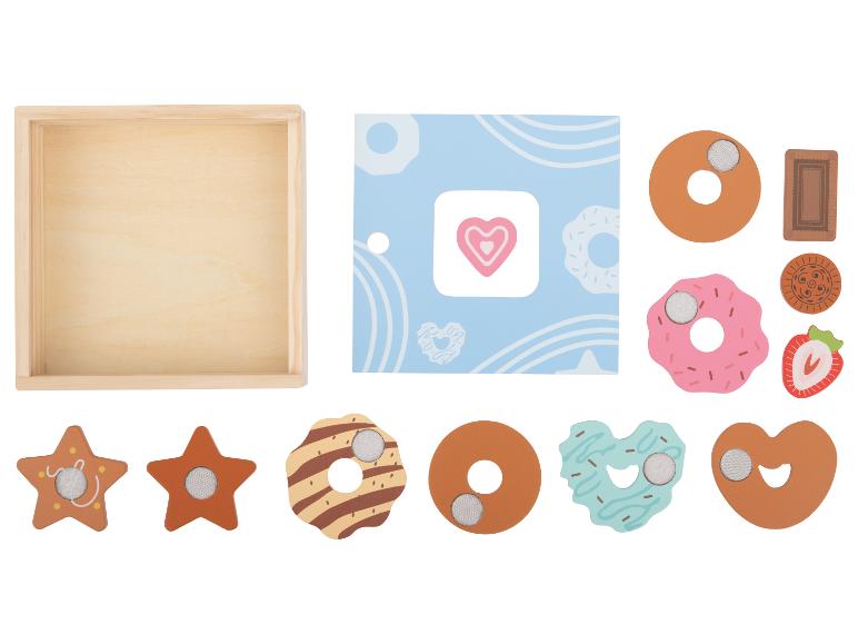 Houten speelset met bakkerijthema en opbergdoos.