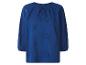 Blauwe damesblouse met lange mouwen en paisley borduursel