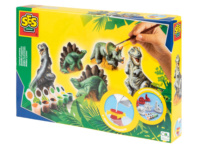 SES Creative set met dinosaurussen om te gieten en te beschilderen.