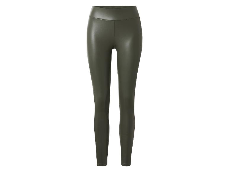 Donkergroene imitatielederen legging met hoge taille