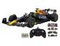 Een zwart-geel Red Bull Formule 1 raceauto model met een afstandsbediening.