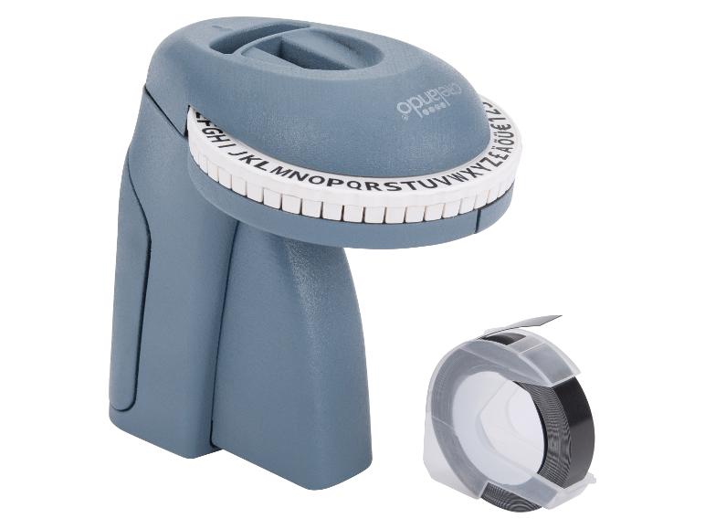 Optelec labelprinter en zwart label lint.