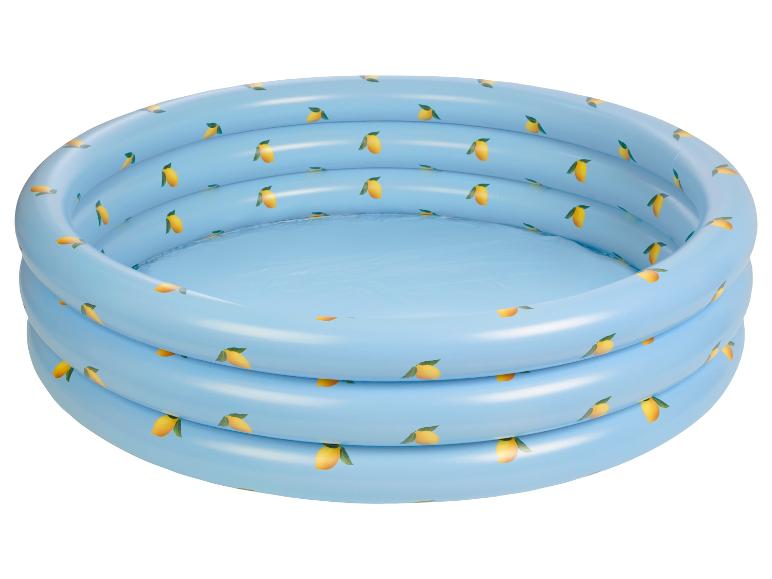 Rond opblaasbaar zwembad met citroenprint, perfect voor de zomer.