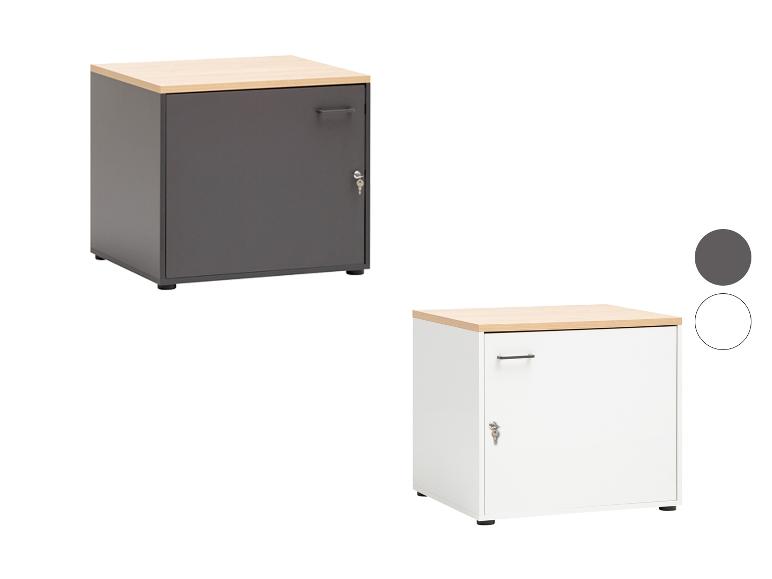 Kantoorkasten met houten blad, één donkergrijs en één wit