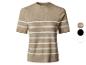 Beige gestreept kort mouw trui.