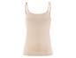 Een beige camisole met dunne bandjes op een witte achtergrond.