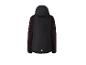 Zwart sportjack met capuchon en rode mesh details op de mouwen.