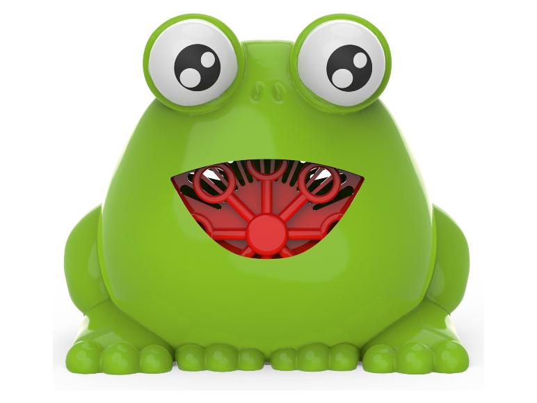 Groene kikker zeepbelblaasapparaat.