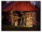Man hakt hout, verlicht door een LIVARNO® 18 V werklamp »BWL2400 P4A«.