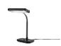 Zwarte LED-bureaulamp met flexibele hals en rechthoekige lichtkop.