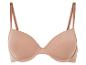 Een beige bh met gladde cups.