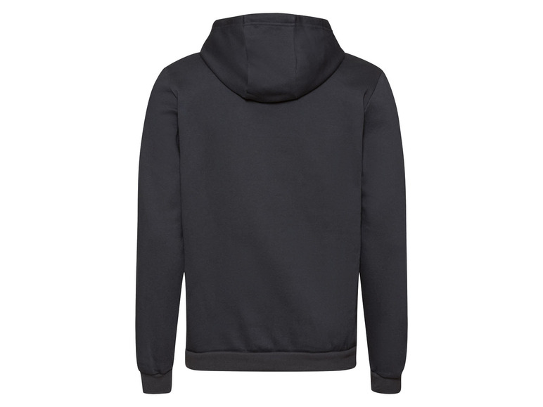 Een zwarte hoodie met capuchon.