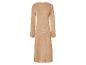Lange beige gebreide jurk, minimalistische stijl.